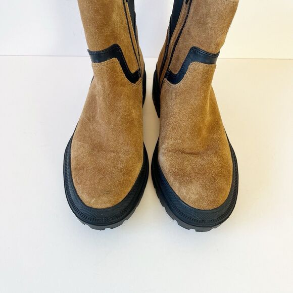 Lucky Brand Eabile Bootie Leather Lug Sole Boots Cognac & Black Women’s Size 8.5 - Picture 4 of 11